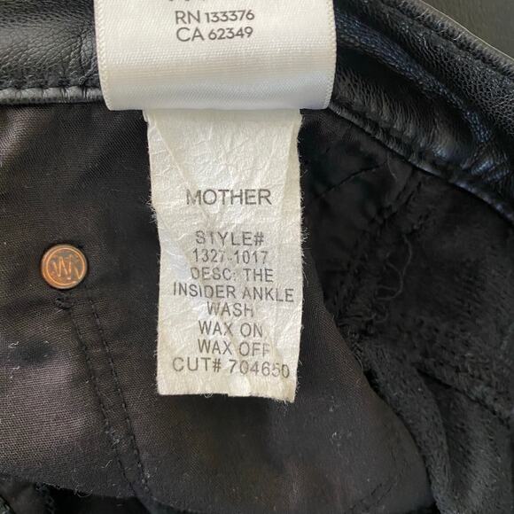 Mother The Insider Ankle Size 27 Wax On Wax Off Black Faux Leather Pants Jeans - Picture 14 of 16